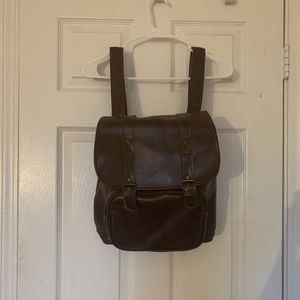 Brown faux leather backpack